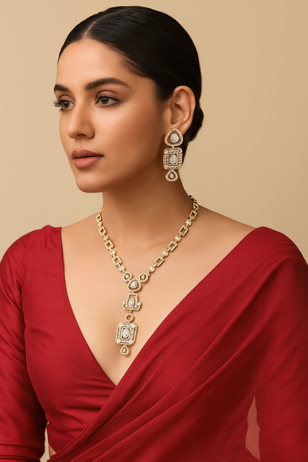 Classic Kundan Geometric Necklace Set